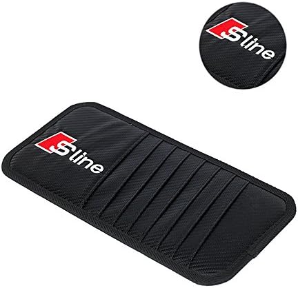 YDC Audi Sline Logo Car Visor Organizer, CD/DVD Disk Storage Holder Case with Velcro Straps, 8 CD Slots for AUDI A1 A3 A4 A5 A6 A7 A8 Q3 Q5 Q7 TT R8 RS