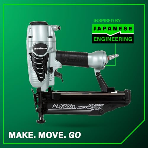 METABO HPT FINISH NAILER WITH AIR DUSTER, PRO-PREFERRED PNEUMATIC POWER NAILERS, IDEAL FOR MOLDING, CHAIR RAIL, AND CABINETRY, LIGHTWEIGHT 3.7 LBS, 16 GAUGE, 1″ TO 2-1/2″ FINISH NAILS, NT65M2S