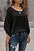 Urchics Womens Casual Loose Roll-Up 3/4 Sleeve Plus Size Shirts Blouse Tops Black L