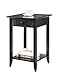 Convenience Concepts American Heritage End Table with Drawer and Shelf, Black