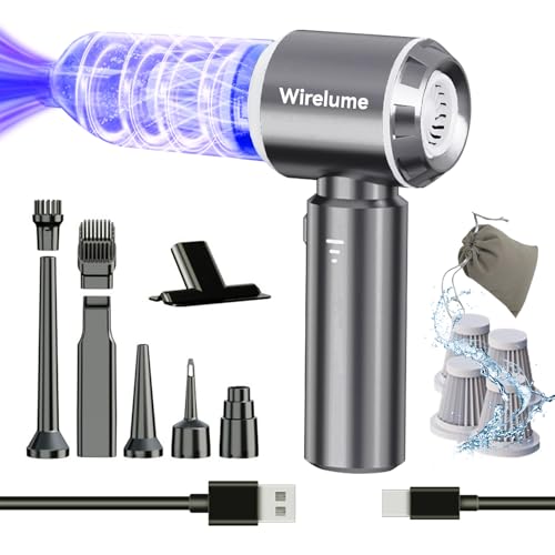 Wirelume Powerful Wireless Vacuum Cleaner Portable Car Vacuum Cleaner 25000Pa Strong Cyclonic Suction Blowing Brushless Motor Portable Rechargeable Lightweight for Pet Hair Vehicle Home