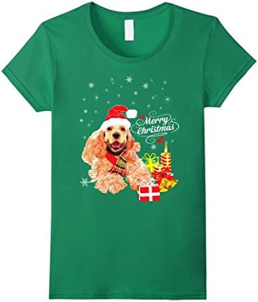 Women's Cocker Spaniel - Merry Christmas T-Shirt Medium Kelly Green