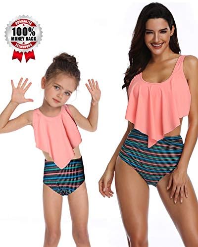 Girls Swimsuit Two Pieces Bikini Set Tassel Falbala Matching Swimwear Bathing Suits