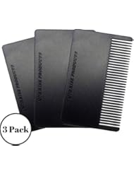 3 Pack Wallet Comb Hair, Beard, Mustache Anti Static Comb | Pocket/Credit Card Size Grooming Kit | Durable, Light Weight Plastic Great For On The Go Brushing, Detangling, Styling Hair