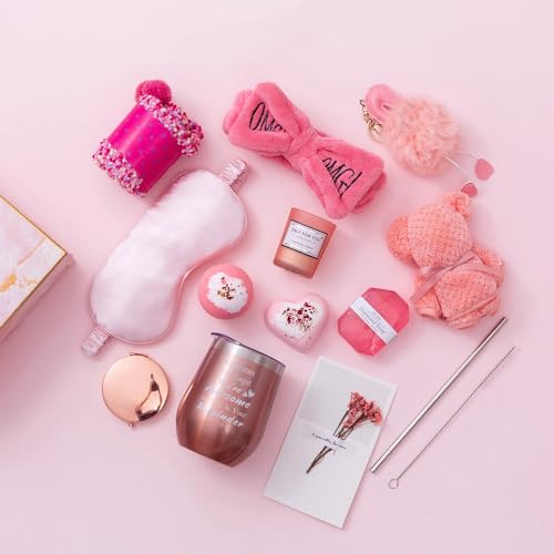 X Spring Spa Gift Set For Women, 14 Pcs Self Care Gifts, Basket With Box, Unique Birthday Ideas Set, Relaxation Bath Wife And Best Friend