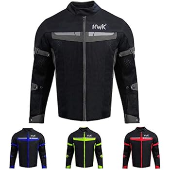 HWK Mesh Motorcycle Jacket Riding Air Motorbike Jacket Biker CE Armored Breathable (Large, Black)