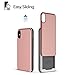 DesignSkin iPhone X Case, [Slider] [Sliding Card Holder Slot] Extreme heavy Duty 3-Layer Bumper Protection Shock Absorption Shockproof Wallet Cover with Card Holder Case for iPhone X - Matte Rose