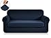 CHUN YI Stretch Sofa Slipcover 2 Piece Sofa Cover, 3 Seater Couch Slipcover Coat Soft Washable Furniture Covers with Elastic Bottom, Checks Spandex Jacquard Fabric, Large, Dark Blue/Navy