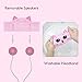 iClever Kids Headphones Girls - Sleeping Headphones for Kids, Comfortable Fleece Headband, Removable Speakers, Washable Headband, Volume Limiting, Tangle-Free Wires - Childrens Headphones, Pink