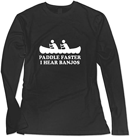 Ongshuquwe Paddle Faster I Hear Banjos Women's Casual Long-sleeved Round Neck T-shirt Autumn And Winter L Black