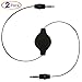 Conwork 2-Pack Auxiliary Retractable 3.5mm Male to Male Stereo Audio Extension Cable Cord -Black (2.5 Feet)
