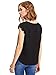 MakeMeChic Women's Casual Plain Scallop Cutout Cap Sleeve Blouse Top Black M