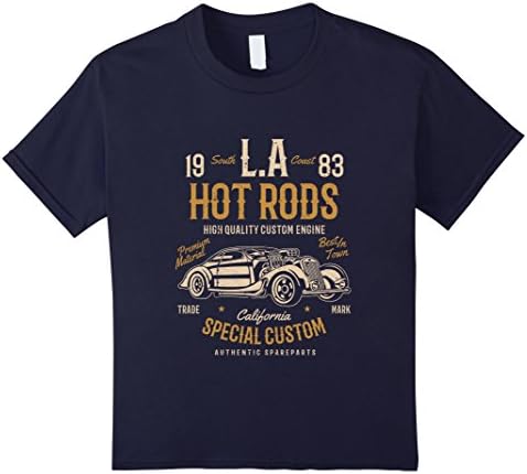 Kids L.A. Hot Rods Classic Car T-shirt (car guy shirts) 6 Navy