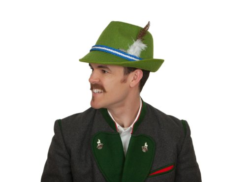 Essence Of Europe Gifts Men's German Fedora Hat Bavarian Style W/ Feather Medium Green