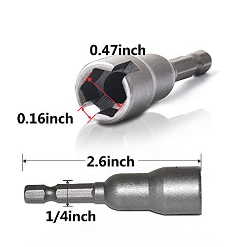 COROTC 4 Packs Power Wing Nut Driver Set, Slot Wing Nuts Drill Bit Socket Wrenches Tools Set, 1/4 Inch Hex Shank Steel Drills Bits for Panel Nuts Screws Eye C Hook Bolt
