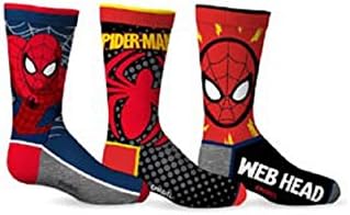 Marvel Comics Boy's Spiderman Web Head 3-Pack Crew Socks (4-6)