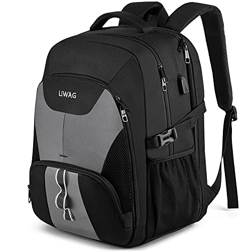 LIWAG Extra Groß Rucksack Herren 50L Wasserdicht 17 Zoll Laptoptasche Arbeit Laptop Rucksack mit USB Ladeanschluss Anti Diebstahl Business Reisen Schu