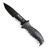 CRKT Ultima Fixed Blade Knife with Sheath: Tactical Outdoor Knife, Black Serrated Edge Blade, Veff Serrations Pry Bar Tang, Ergonomic, Non Slip Handle, Molle Compatible Sheath 2125KV