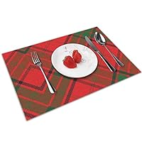 NBteach Scots Style Clan Maxwell Tartan Plaid 4 Piece Set of Placemats Pc Party Decor Dining Room Home Ornament Table Food Dishes Mat Xmas Kitchen Decorations Themed Dishware Picnic Dinnerware
