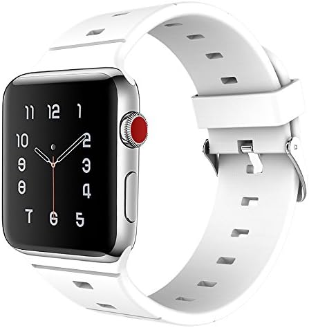 Tounique Watch Band for Apple Watch Strap Wristbands Horizontal Stripes Replacement Band for 38/42mm Apple Watch Series 3/2/1/Sport Edition 4colors (White, 42mm)