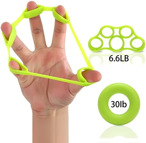 Finger Stretcher Hand Resistance Grip Silicone Rings Bands Hand Extensor Set Strength Trainer For Golf Grip, Guitar Finger, Forearm Exercise, Cycling, Climbing, Prevention And Rehab-2 Pcs