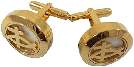 Elegant Aromatherapy Cuffinks Gift - Set Christian Jesus Fish with Cross Emblem, Premium Stainless Steel with 10 Multi-Colored Oil Pads Hypo-Allergenic (Gold)