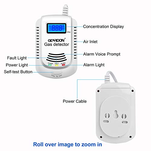 Geardon Natural Gas Detector,Home Kitchen Methane,Propane,Compound Alarm;Voice Promp,LED Display Leak Tester,Sensor;Monitor Combustible Gas Level:Butane,LPG,LNG - Thumbnail 2