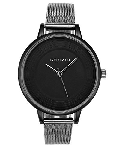 JSDDE Simple Black 30M Waterproof Japanese Movement Thin Band Watch Women Unique Steel Mesh Band Watch