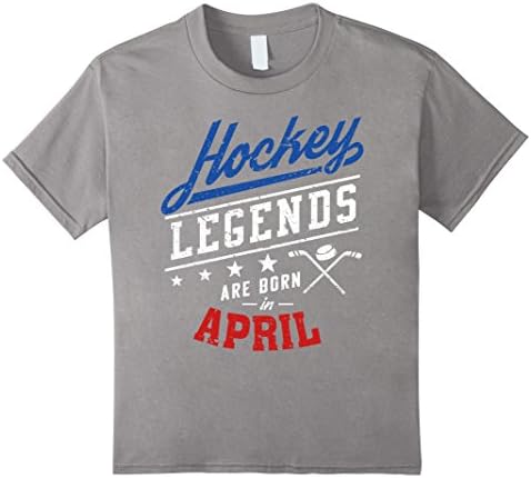 Kids Hockey Legends Are Born In April Birthday T-shirt 10 Slate