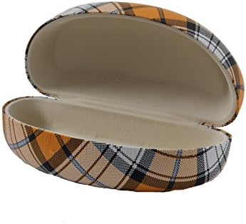 Plaid and Polka Dots Hard Deep Clamshell Sunglass Case (6.25"x3") (Orange Plaid)