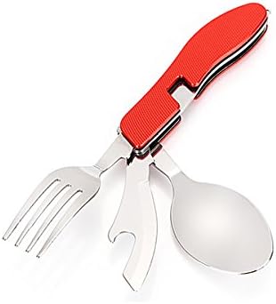 4-In-1 Camping Utensil Fork Spoon Knife and Bottle Opener Set, Stainless Steel Metal , Multi-Tool Camping Tool for Camping Cutlery Set/ Travel /Survival