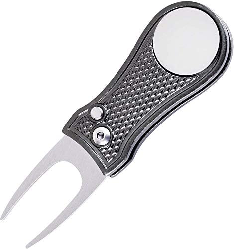 2 Pcs Stainless Steel Golf Divot Repair Tool Switchblade Foldable Golf Pitchfork Putting Green Fork Golf Training Aids Pitch Alloy Tool(Gray) 2 Pcs Stainless Steel Golf Divot Repair Tool Switchblade Foldable Golf Pitchfork Putting Green Fork Golf Training Aids Pitch Alloy Tool(Gray)