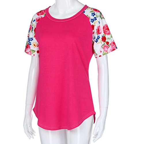 image for Hmlai Clearance! Women's Casual Summer Floral Printed Raglan Short Sle