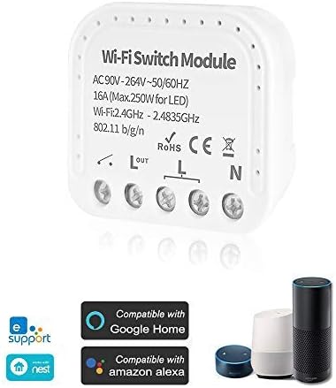 Lepeuxi Mini WiFi Smart Light Switch Mdulo de Interruptor de Bricolaje de 2 vas eWeLink App Control Remoto Compatible con Alexa Google HomeNest IFTTT