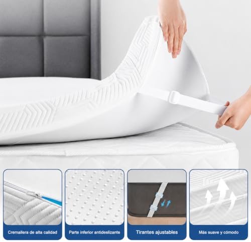 Topper Viscoelástico 150x190 Híbrido ViscoGel | 7 cm | Alivia Dolor de Espalda y Cervicales | Descanso Profundo | Mattress Topper Colchon | Toper Colchon 150x190