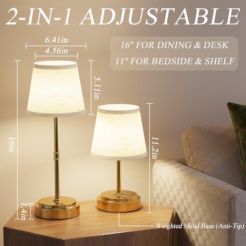 Litluzecozy Rechargeable Cordless Table Lamp Gold - 7500mAh Battery Table Lamps Indoor, Bedside Lamp Touch Dimmable, Wireless Desk Light for Living Room & Bedroom (Gold, 1 Pack)