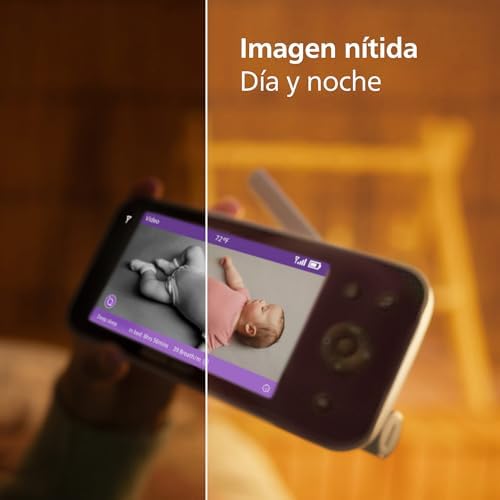Monitor de Bebé PHILIPS Avent Premium com App - Câmara HD de 1080 pixels, rastreamento de sono e respiração por IA, tradução de choro, certificado DEKRA, Suporte de Parede, SCD974/26