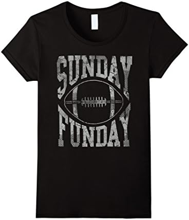 Womens Vintage Silver Sunday Funday Football T-Shirt Large Black