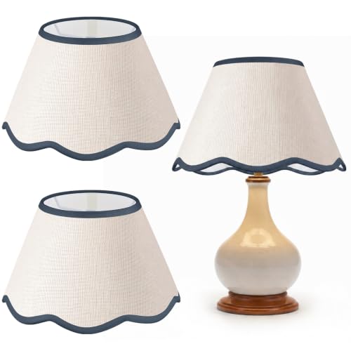 VIHOSE Set of 2 Fabric Scalloped Lamp Shade, Gray-blue Edge at Amazon