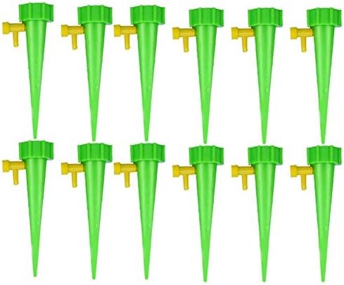 CerisiaAnn Self Watering Device, 12Pcs Plant Water Funnel Flower Drip Spikes, Plant Waterer Tools with Control Valve Switch for Flower Vegetables