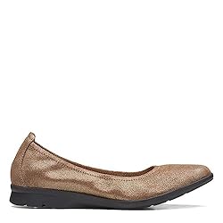 Clarks Women's Jenette Ease Ballet Flat, Pewter, 8