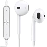 Apple iPhone 6S Plus compatible - WHITE Wireless Bluetooth Jogger / Earphone / Headphone with Mic, Sweatproof Sports Headset, Best for Running and Gym, Stereo Sound Quality with Ergonomic-Design By mobimint