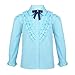 ACSUSS Kids Girls School Uniform Shirt Long Sleeves Ruffled Plain Blouse with Bow Tops Casual Wear Sky_Blue 10