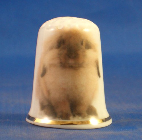Porcelain China Thimble -- Lion Head Rabbit