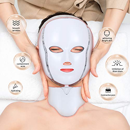 LED Face Mask Light Therapy 7 Colors light Mask for Neck Skin