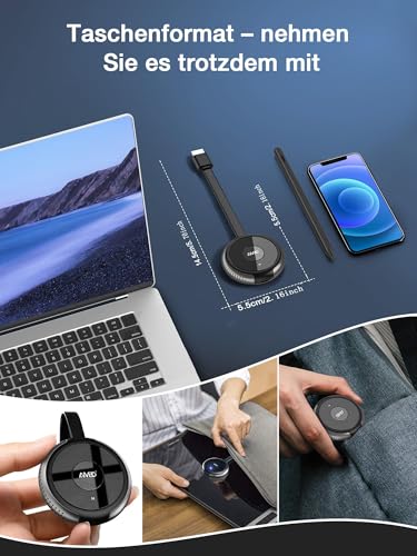 AIMIBO Dongle 4K Wireless Display Dongle – Auténtico Plug & Play, 2,4G y 5G HDMI Wireless Dongle para i*OS/Android/Windows/Mac OS Phone Laptop a TV/Monitor/Proyector, compatible con Airplay DLNA