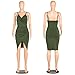 YS.DAMAI Women's Sexy Deep V Neck Sleeveless Spaghetti Strap Bodycon Wrap Dress Front Slit Bandage Midi Club Dress(ArmyGreen,S)