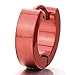 Pair Stainless Steel Metallic Red Huggie Hinged Hoop Earrings for Men Women