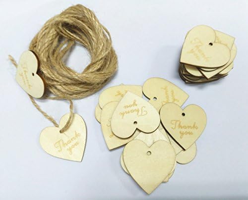 KAZIPA 50PCS Kraft Paper Gift Tags, DIY Crafts Hang Tags with 33ft Jute Twine Thank You Tag for Wedding Anniversary Party Birthday Decoration£¨Love£©