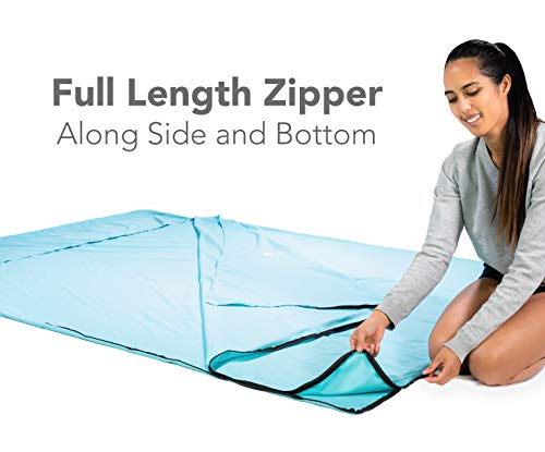 Pike Trail Sleeping Bag Liner - Travel and Camping Sheet, Lightweight and Compact Insert with Full Length Zipper and Guarantee (Royal Purple, Large, 82" L x 41" W) - Thumbnail 3